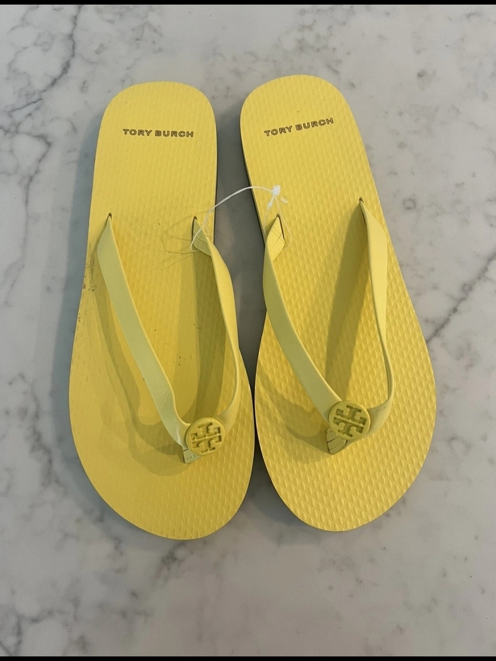 New Tory Burch Mini Minnie Flip Flop - Firefly Yellow Size 6 Shoes Sandals Logo